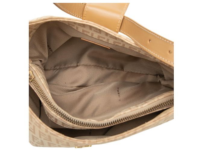 Borsa a tracolla Fendi Beige Zucchino Canvas - vista 4