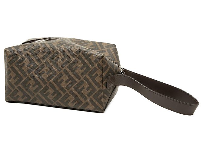 Fendi Kulturbeutel aus braunem Zucca Canvas - Ansicht 2