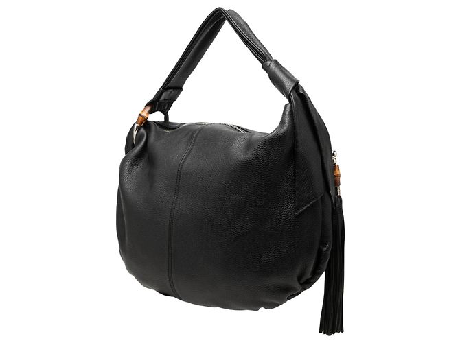 Gucci Borsa Hobo Bamboo Jungle in pelle di vitello nera Medium Nero - vista 2