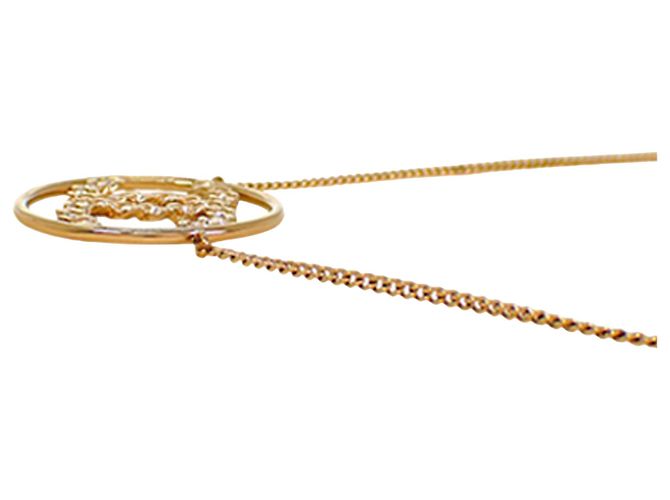 Collana Chanel Gold CC Placcata Oro con Pendente Rotondo Strass D'oro - vista 11