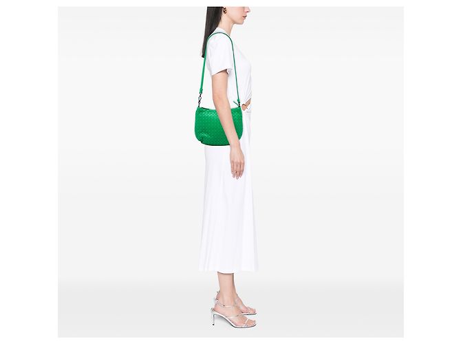Borsa a tracolla Bottega Veneta in Nappa Intrecciato verde - vista 5