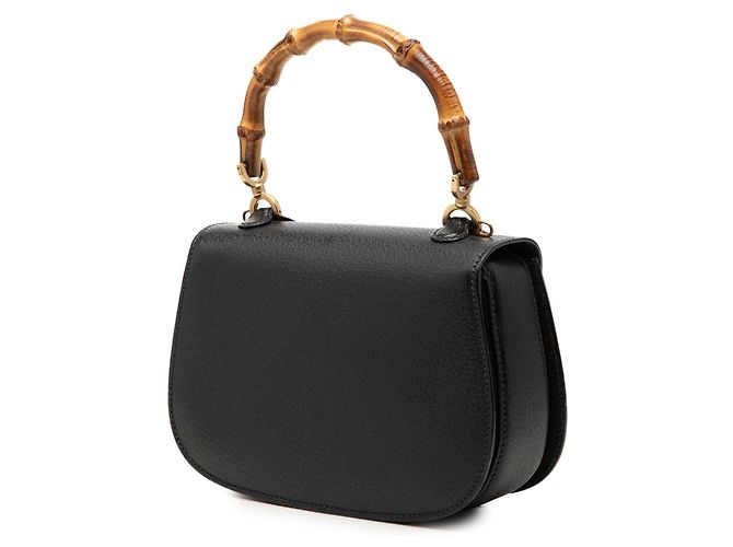 Gucci Black Small Grained Calfskin Bamboo Night Negro - vista 2