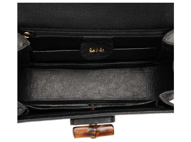 Gucci Black Small Grained Calfskin Bamboo Night Negro - vista 4