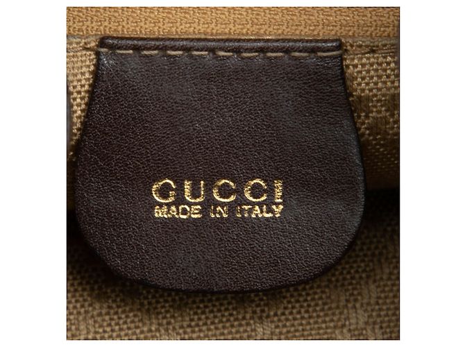 Bamboo Mochila mini Gucci de piel de becerro marrón con cordón y bambú Castaño Marrón oscuro - vista 5