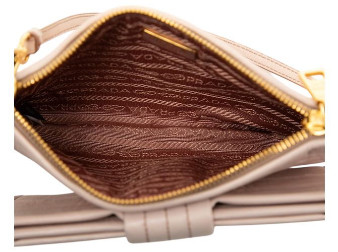 Borsa a tracolla Prada Beige Soft Calf Impunture Diagramme con fiocco - vista 4