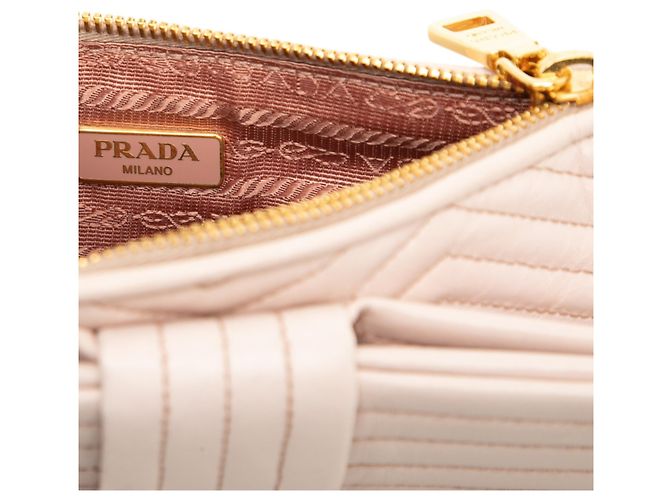 Borsa a tracolla Prada Beige Soft Calf Impunture Diagramme con fiocco - vista 5