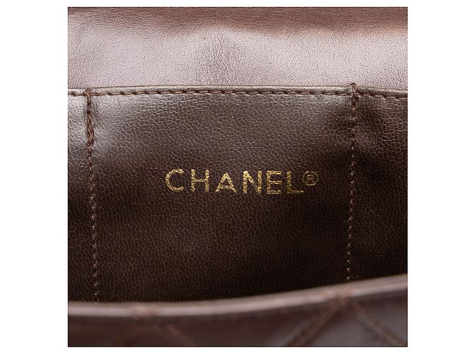 Borsetta Chanel in pelle d'agnello matelassé marrone Marrone scuro - vista 5