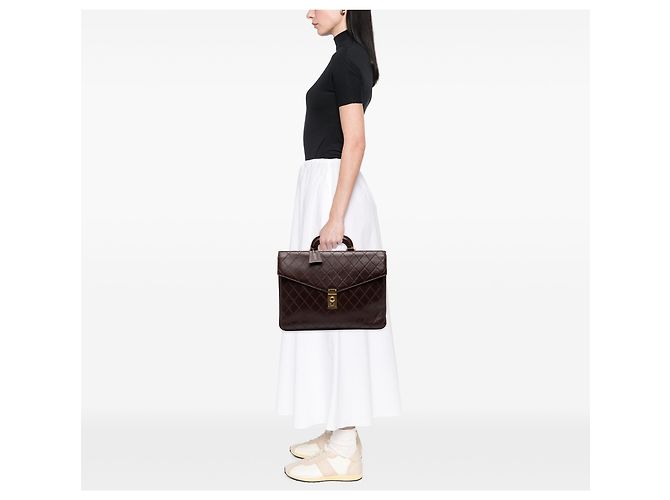Borsetta Chanel in pelle d'agnello matelassé marrone Marrone scuro - vista 6
