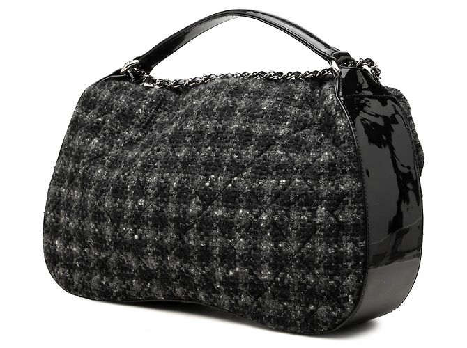 Chanel Black CC Tweed Top Handle Flap Noir - vue 2