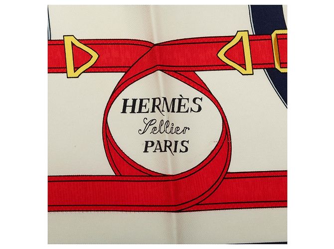 Pañuelo de seda Hermès White Eperon D Or 90 Blanco Crudo - vista 5