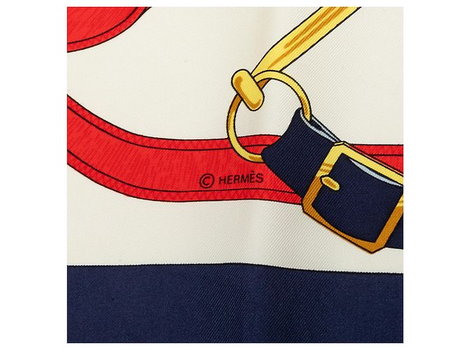 Pañuelo de seda Hermès White Eperon D Or 90 Blanco Crudo - vista 6