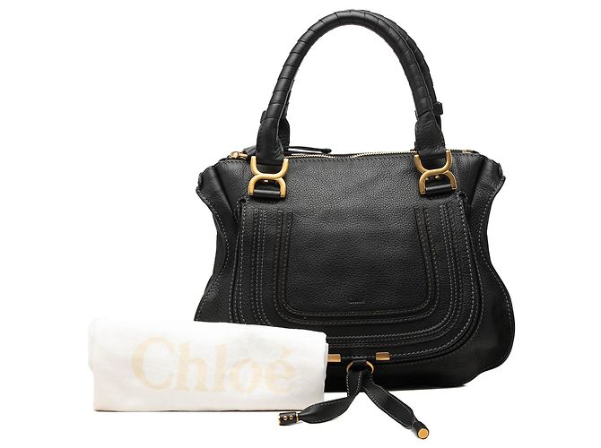 Chloé Black Medium Grained Leather Marcie Satchel - view 7