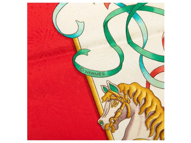 Hermès Red Luna Park Silk Scarf 90 - view 6