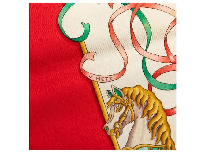 Hermès Red Luna Park Silk Scarf 90 - view 9