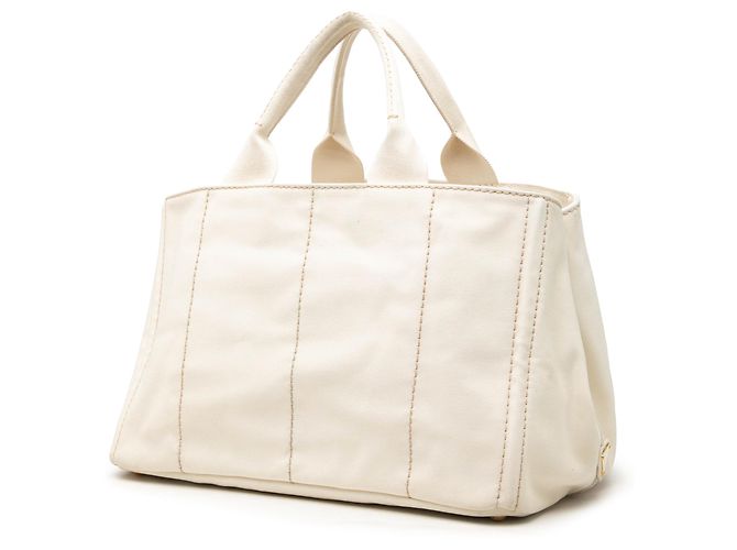 Tote Prada Large Canvas Canapa Logo Branco - vista 2