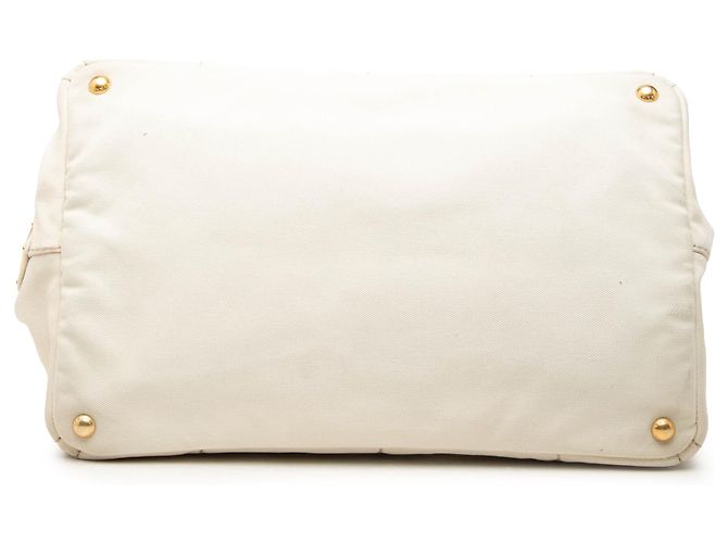 Tote Prada Large Canvas Canapa Logo Branco - vista 3