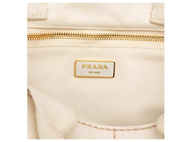 Tote Prada Large Canvas Canapa Logo Branco - vista 5