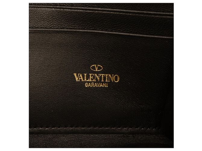 Portafoglio con catena Valentino in nappa nera con Roman Stud Nero - vista 5