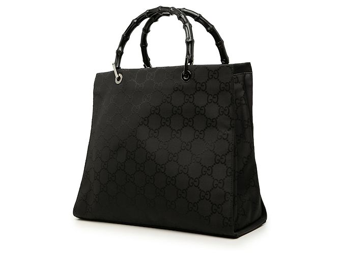 Bamboo Bolsa de mão Gucci em nylon GG preto com bambu - vista 2