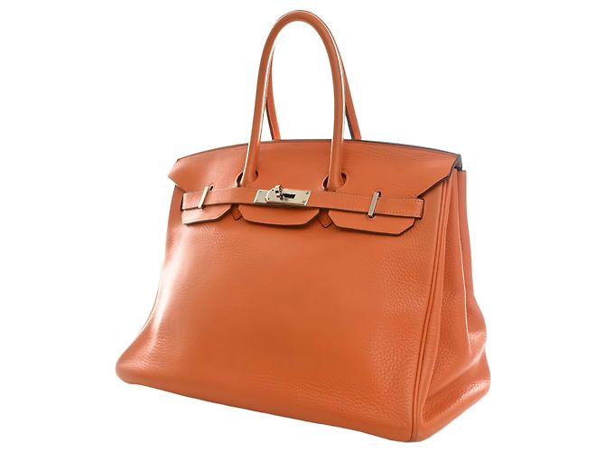 Hermès Orange Clemence Birkin Retourne 35 Naranja - vista 14