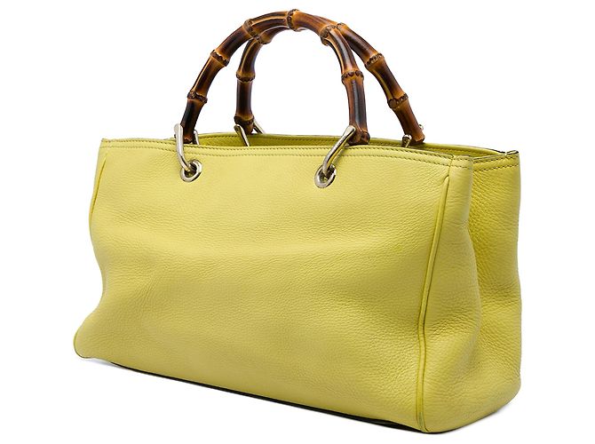Borsa Gucci Yellow Medium Calfskin Bamboo Shopper Satchel Giallo - vista 2