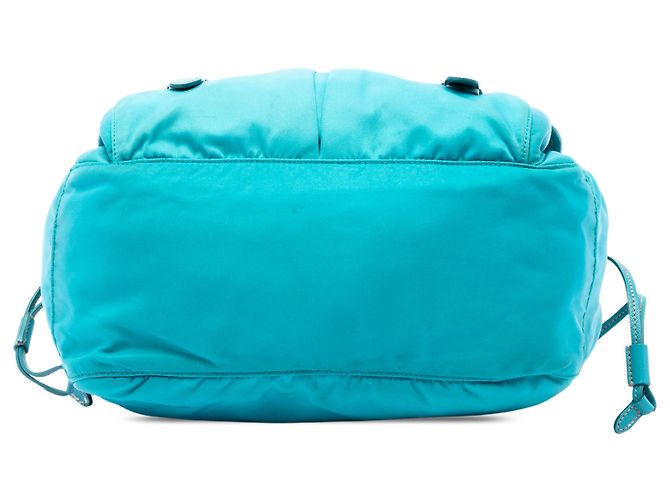 Borsa a tracolla Prada in Tessuto blu con rifiniture in Saffiano, zip e doppia fibbia Turchese - vista 3