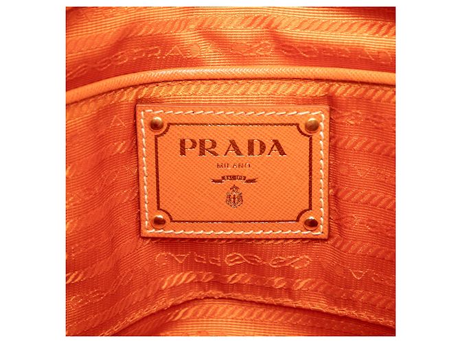 Bolsa Prada em lona Canapa com logo e acabamento em couro Saffiano bege - vista 5