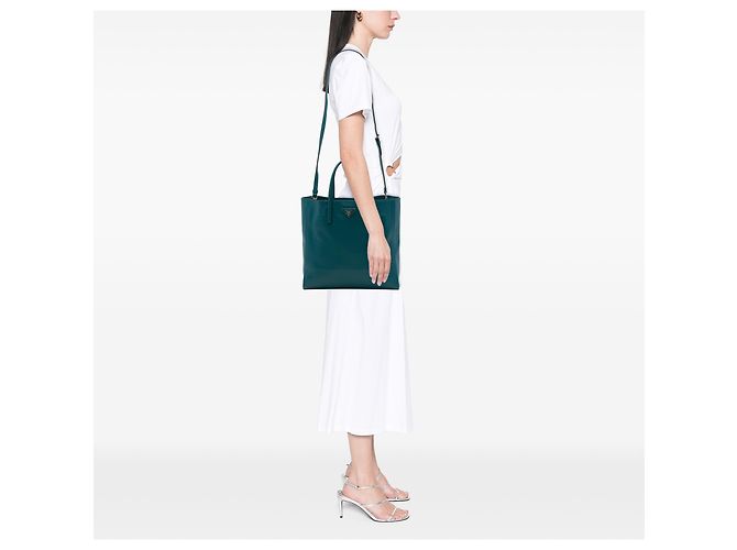 Bolso Tote Prada Blue Saffiano Soft Triple Pocket Azul - vista 6