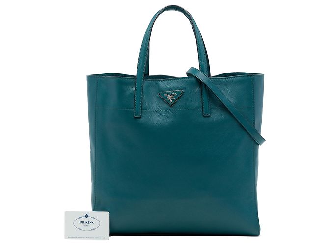 Bolso Tote Prada Blue Saffiano Soft Triple Pocket Azul - vista 7