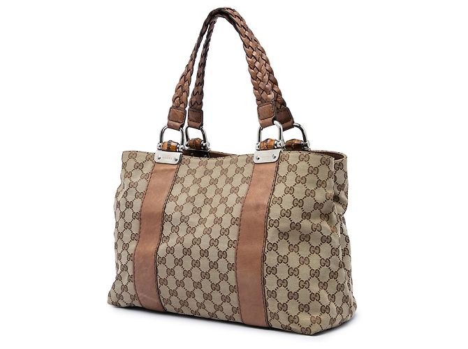 Gucci Beige Medium GG Canvas Bamboo Libeccio Tote - Ansicht 2