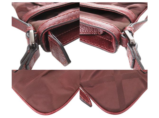 Burberry Schultertasche Check-Muster Bordeaux - Ansicht 3