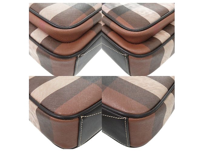 Bolsa de Ombro em Couro Burberry Paddy Nova Check Marrom Preto Branco - vista 3