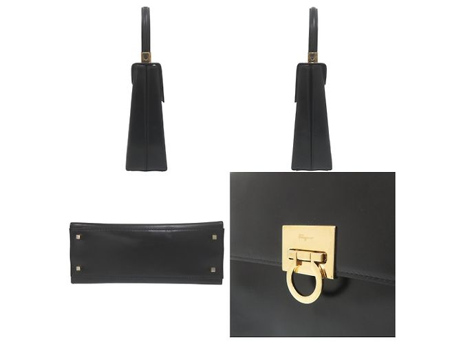 Borsa in pelle Gancini Salvatore Ferragamo Nero - vista 4