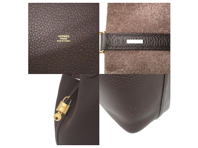 Hermès Sac à main Hermes Picotin Lock PM 18 Marron Damier ebène - vue 10