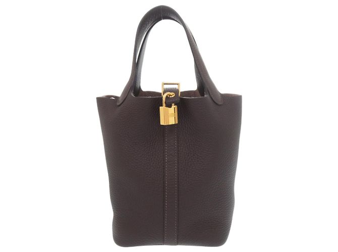 Hermès Sac à main Hermes Picotin Lock PM 18 Marron Damier ebène - vue 3