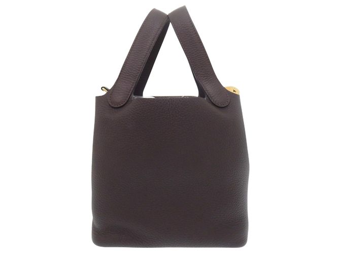 Hermès Sac à main Hermes Picotin Lock PM 18 Marron Damier ebène - vue 4