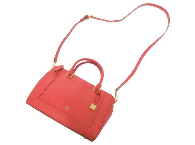 Bolso de mano MCM 2-Way Logo Leather Red Roja - vista 8
