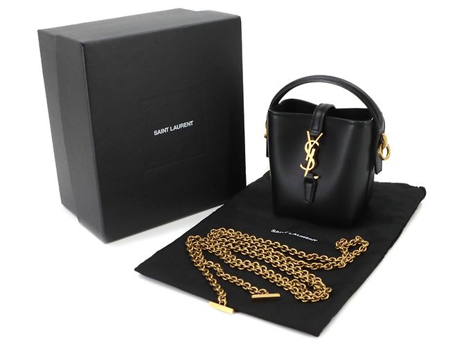 Autre Marque Saint Laurent LE37 Micro 2-way Schulter- und Handtasche Schwarz - Ansicht 2