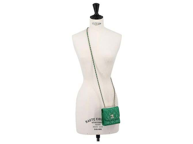 Borsa a spalla con catena Chanel Trendy CC Matelassé Verde - vista 10