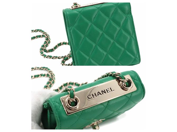 Borsa a spalla con catena Chanel Trendy CC Matelassé Verde - vista 9