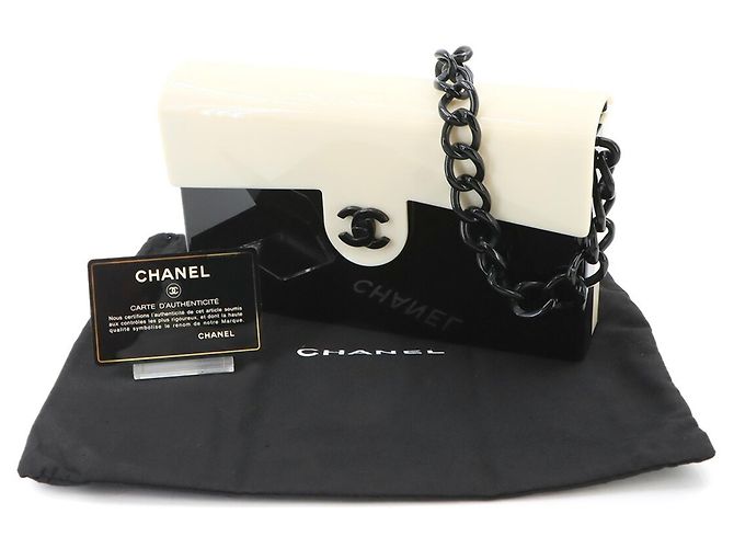 Chanel Bicolor Schultertasche mit Kette Schwarz Weiß - Ansicht 2