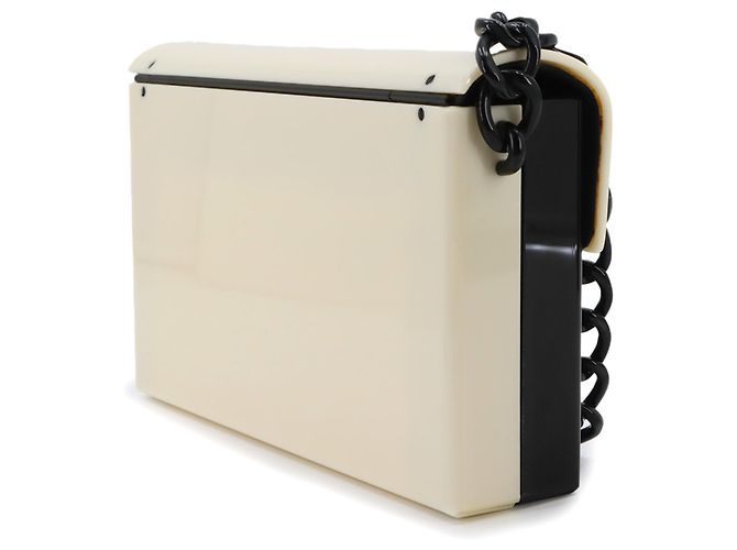 Chanel Bicolor Schultertasche mit Kette Schwarz Weiß - Ansicht 4