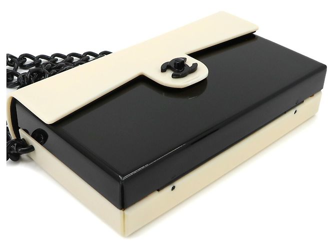 Chanel Bicolor Schultertasche mit Kette Schwarz Weiß - Ansicht 5