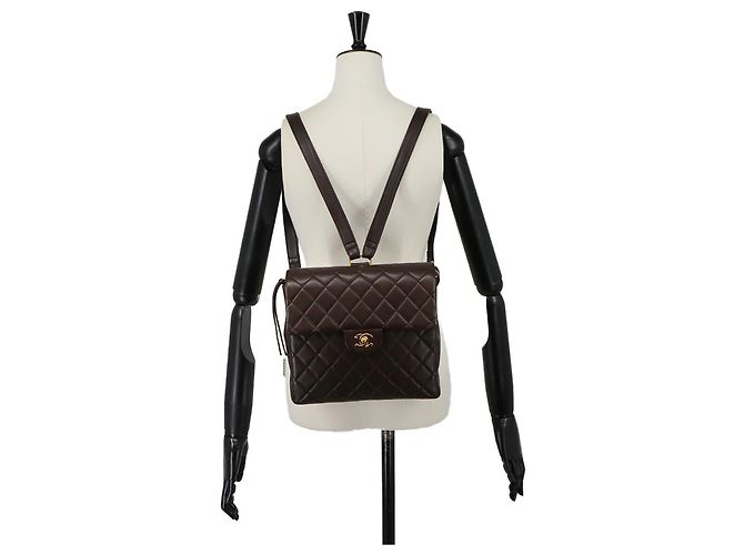 Mochila de cadena Chanel Matelassé Castaño - vista 10