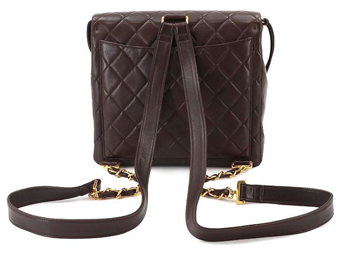Mochila de cadena Chanel Matelassé Castaño - vista 3