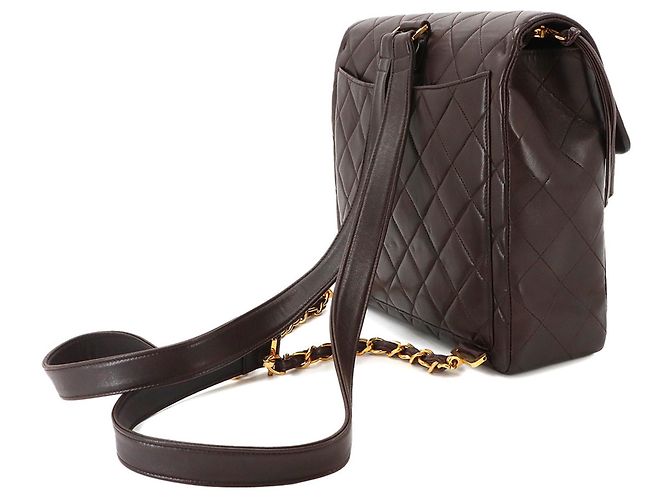 Mochila de cadena Chanel Matelassé Castaño - vista 4