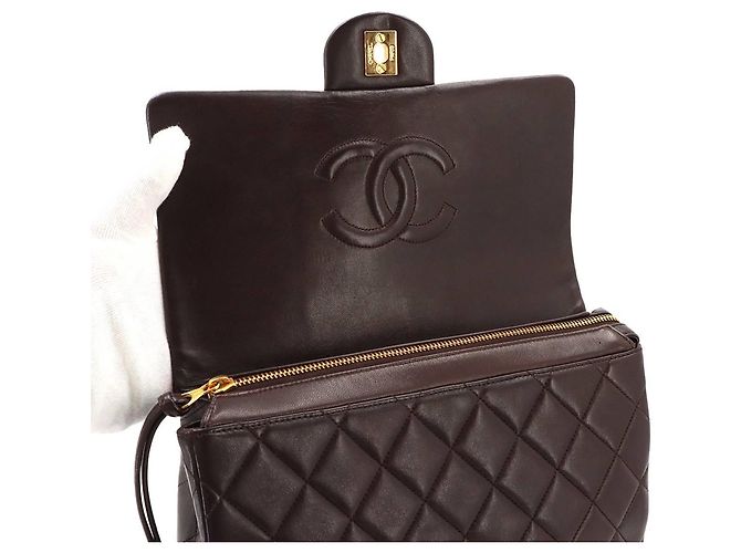 Mochila de cadena Chanel Matelassé Castaño - vista 7