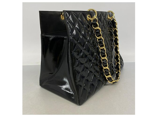 Chanel Shopper-Bag aus schwarzem Lackleder - Ansicht 2