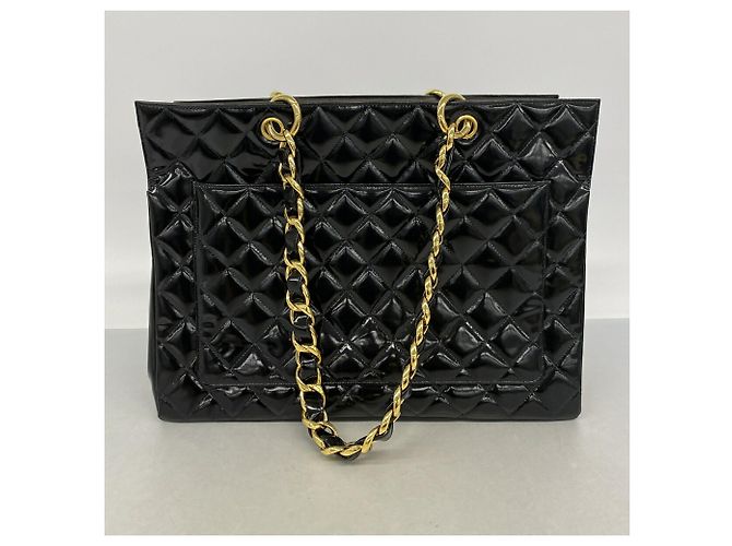 Chanel Shopper-Bag aus schwarzem Lackleder - Ansicht 9