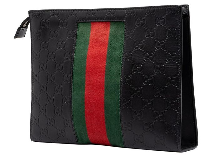 Sac pochette Gucci Guccissima Sherry Line Noir - vue 2